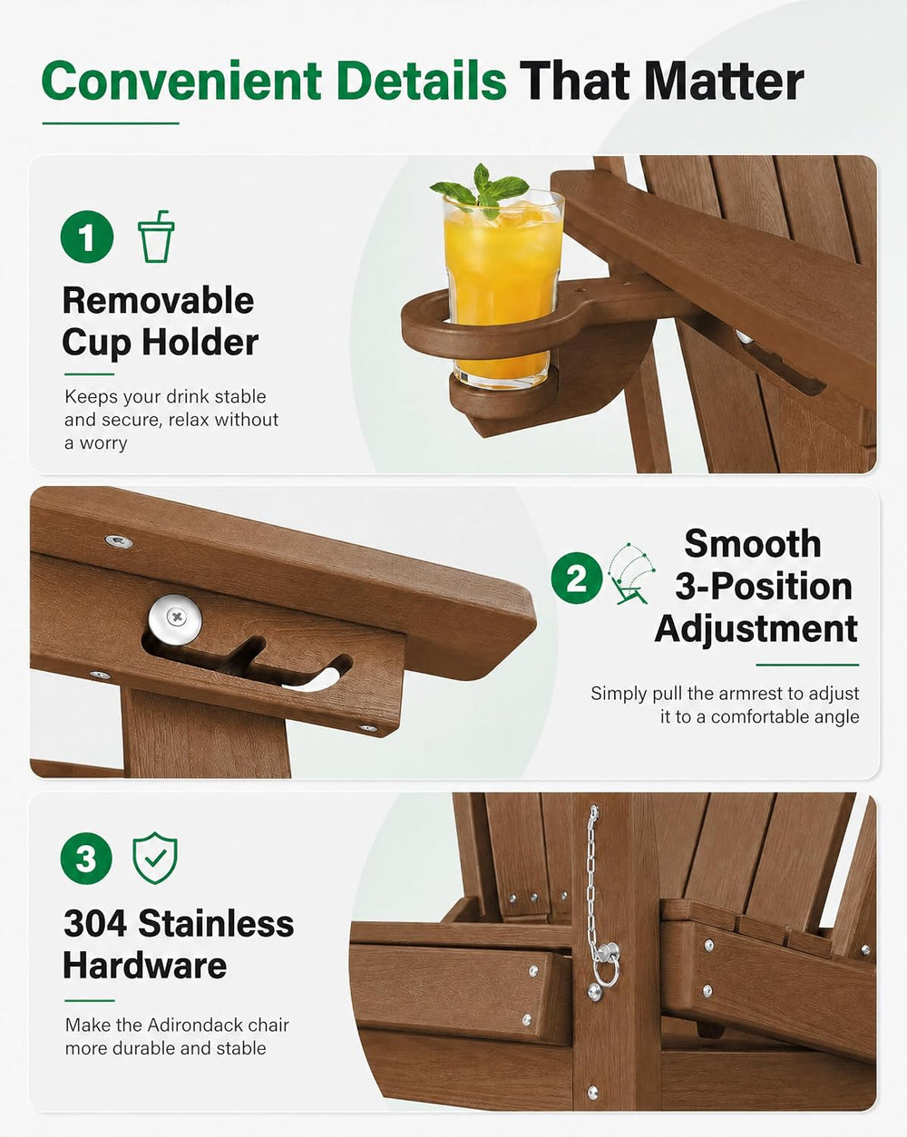 YEFU Adirondack Chairs Set of 2 for Outdoor: Folding Adirondack Chair