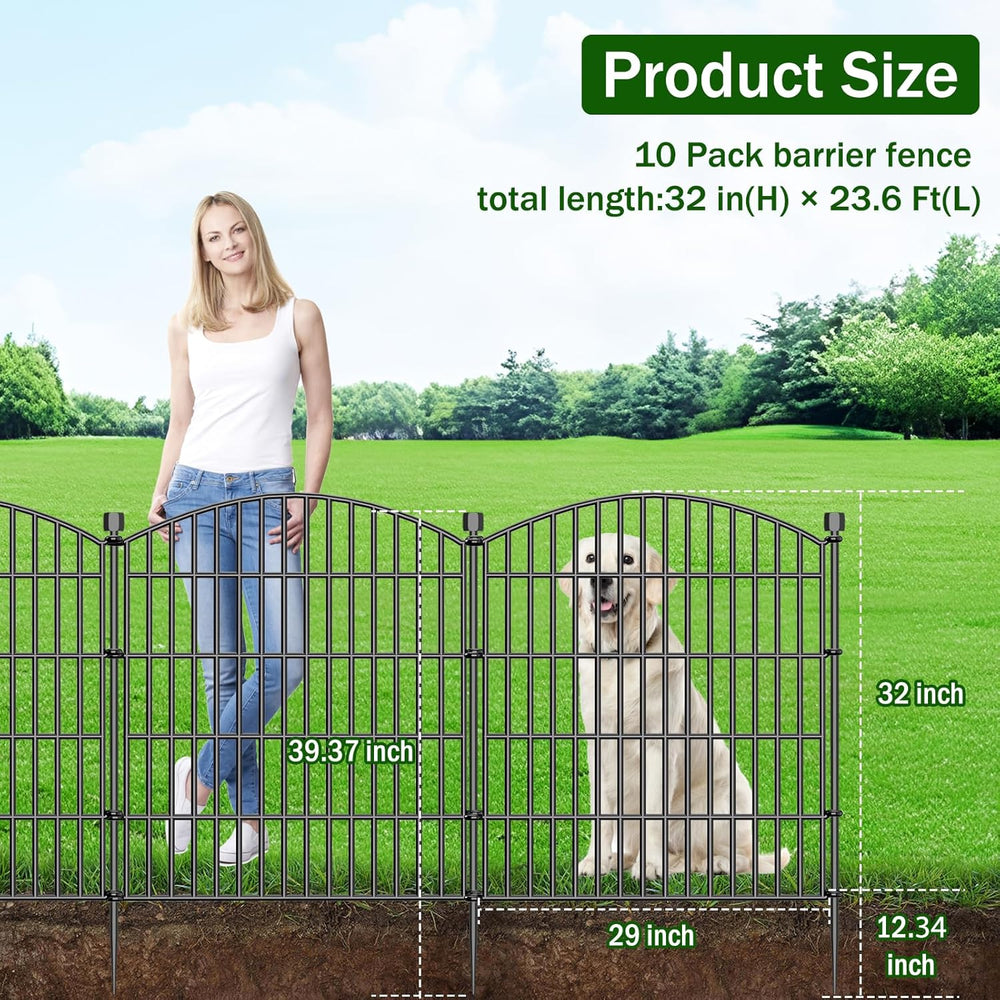 10 Panel No Dig Decorative Garden Fence with Gate 32"H x 23.6'L Dog ...