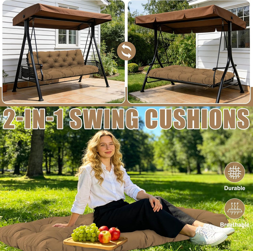 40" Porch Swing Cushions Outdoor, 5" Thick Waterproof 2-3 Seater