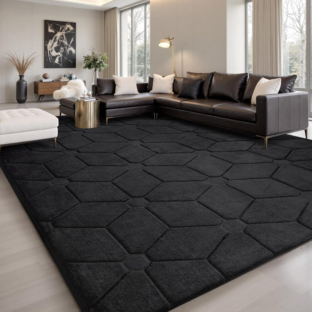 Sour Lemon Area Rugs 10x14 Living Room Bedroom, Exta Large Carpet Black