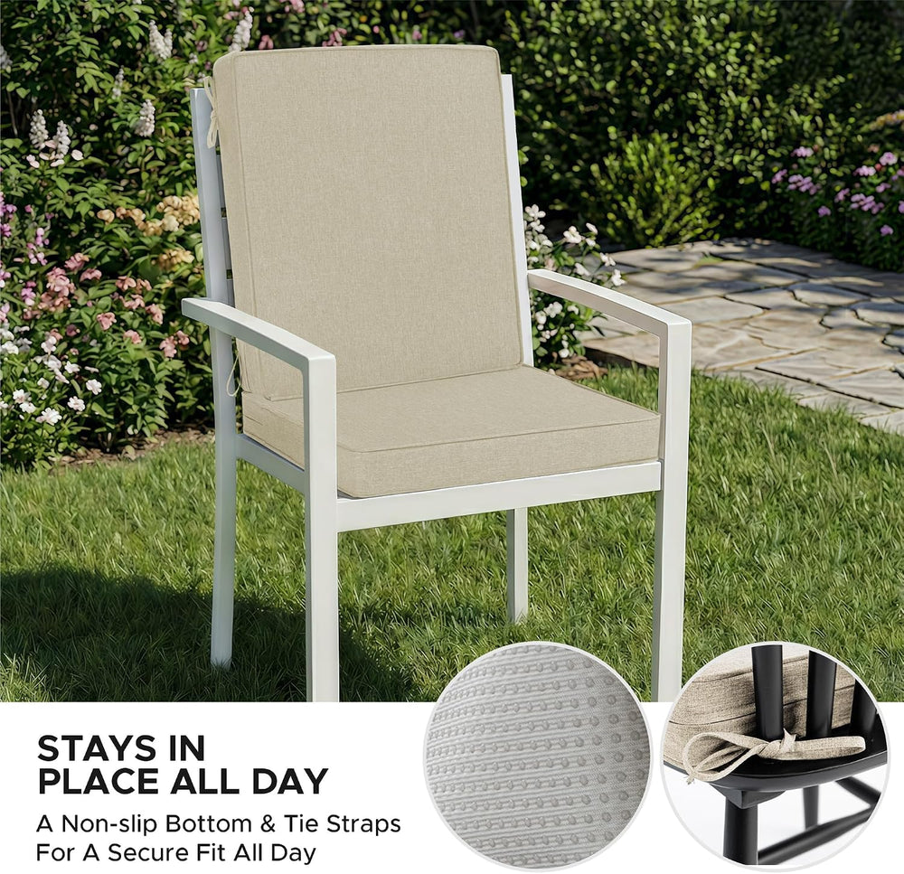 Outdoor Chair Cushions Set of 4, 18 x 16.5 Inch, Beige