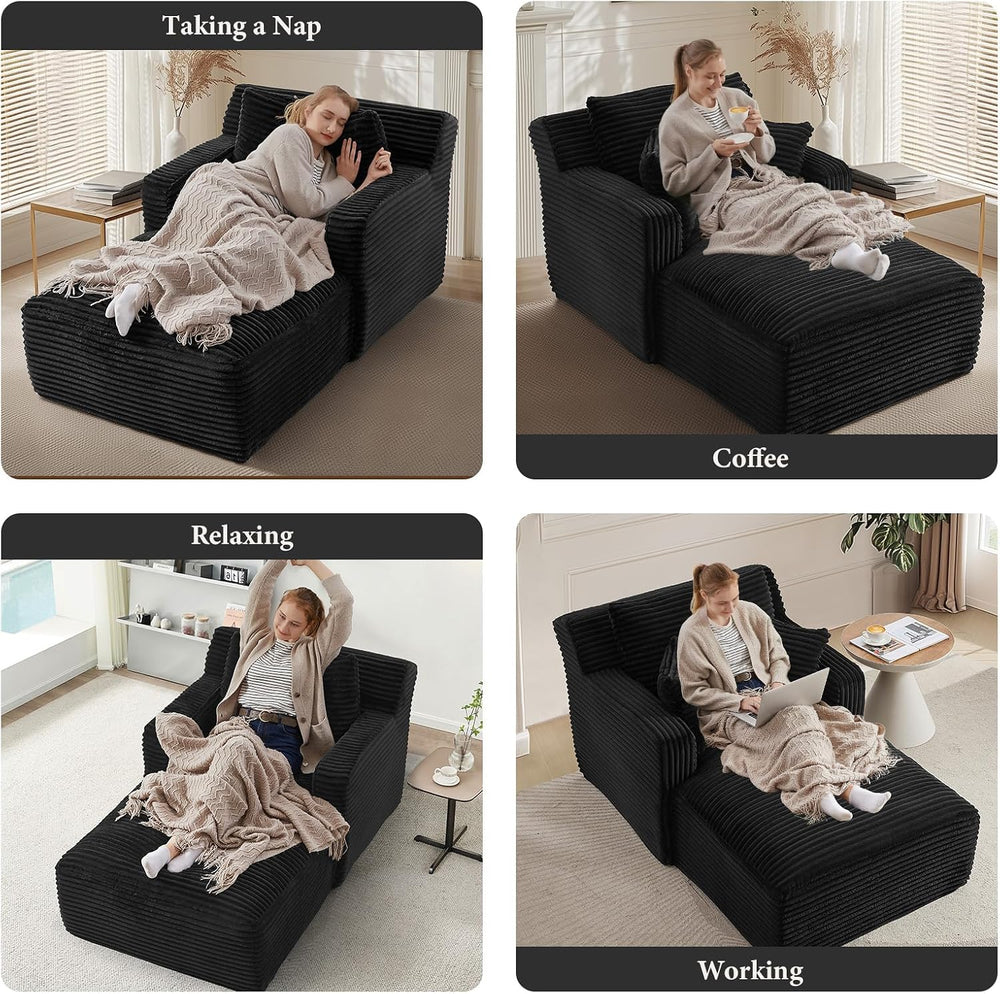 65.4" Chaise Lounge Chair Indoor, Oversized Boneless Couch
