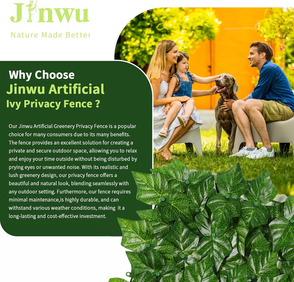 Jinwu Printed Sweet Potato Leaf Privacy Fence Screen – 39.4 x 118 Inch Artifi...