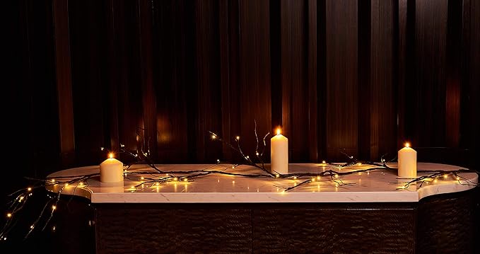Hairui Mossy Garland Lights 6FT 48 LED Battery Operated Lighted Twig Vine wit...
