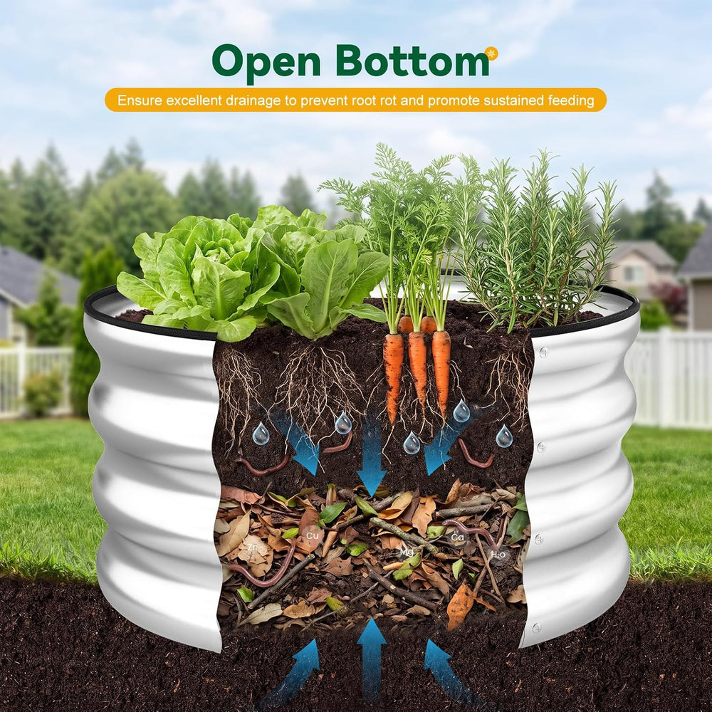 3-Pack Round Raised Garden Bed Outdoor 2x2x1ft Planter Box, Silver