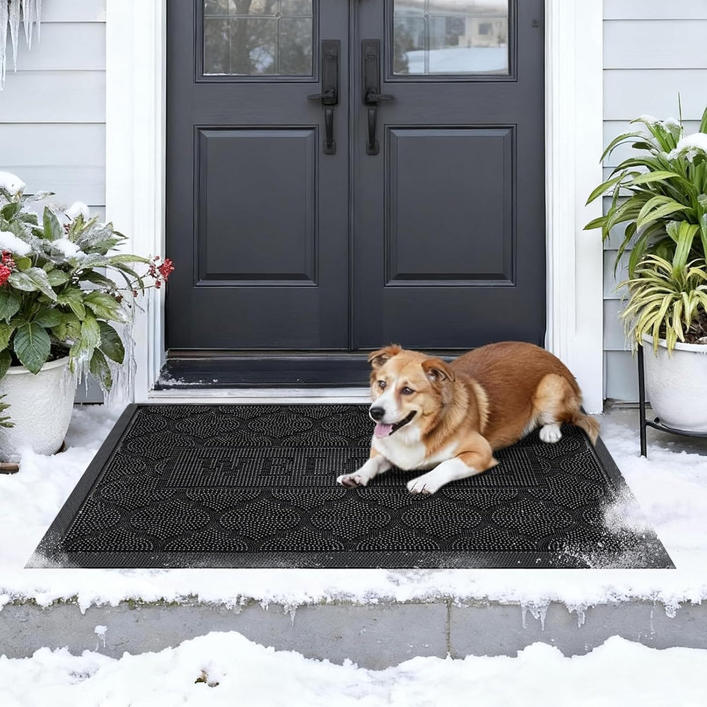 FRAMICS Front Door Mat Outside Entrance, Rubber Door Mats Welcome 24"x36...
