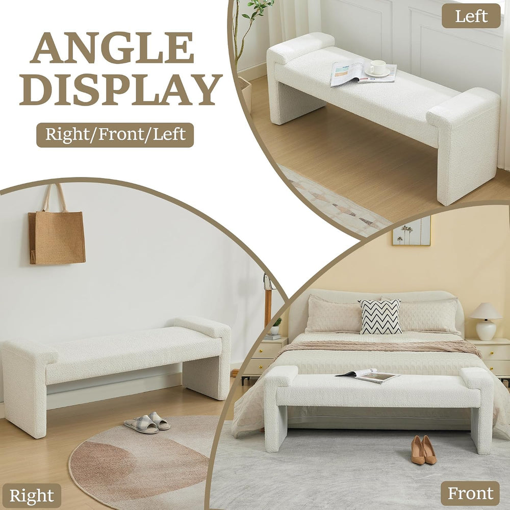 WUTUTUEE 58.7" End of Bed Bench Upholstered Modern Bedroom Bench for Liv...