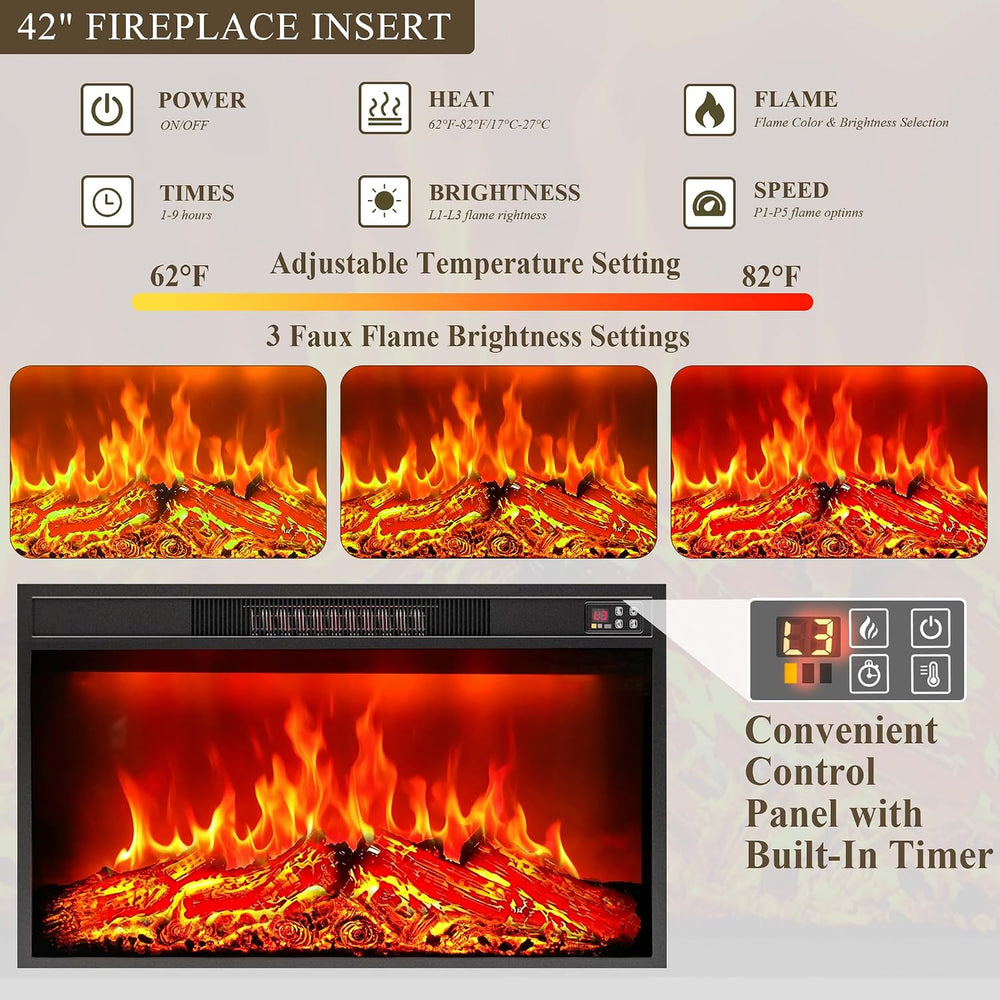 YANSNWO 70" Fireplace TV Stand for TVs Up to 80", Walnut