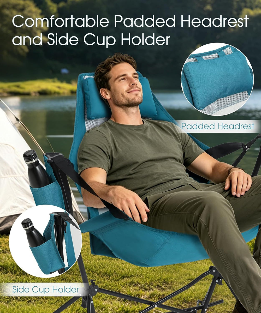 HOMEFUN Hammock Chairs, Swinging Camping Chairs, Set of 2, Blue