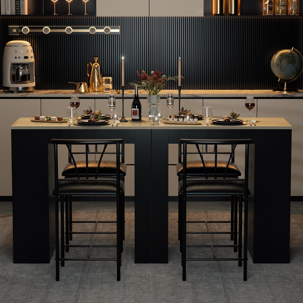 VECELO Small Bar Table and Chairs Tall Kitchen Breakfast Nook with Stools/Din...