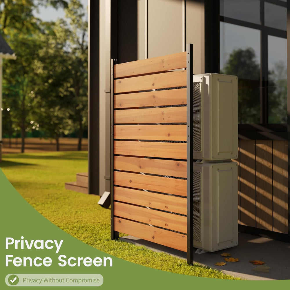 Wood Privacy Screen No Dig Outdoor Garden Fence (Reddish Brown, 61 * 37.8 in)