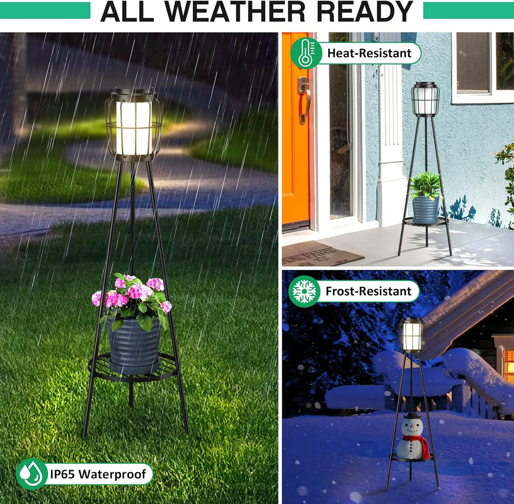 VISFLAIR 2 Pack Solar Lights with Plant Stand, Outdoor Floor Lamps, Waterproo...