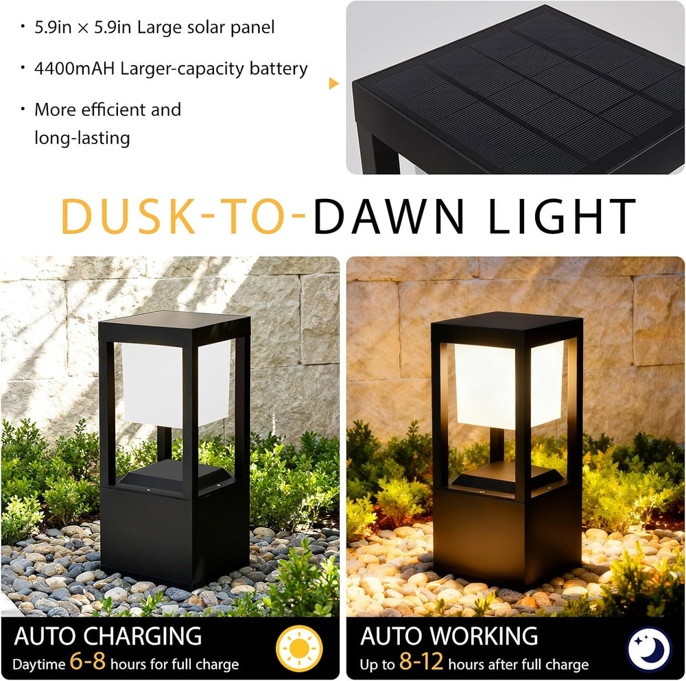 Solar Floor Lamp Outdoor Waterproof, 13.7" H 2-Pack
