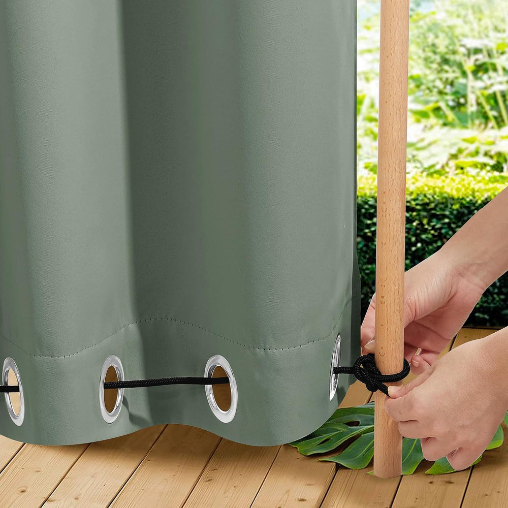 NICETOWN Windproof Outdoor Curtains for Patio Waterproof W66xL90 Sage Green