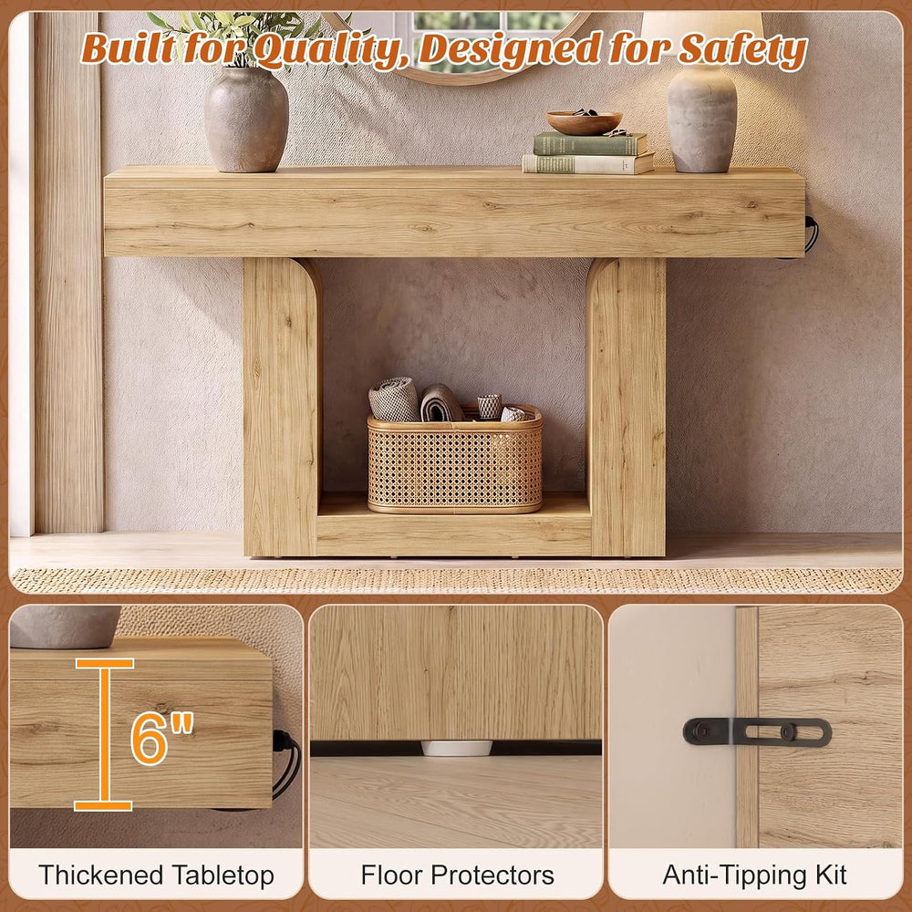 Homieasy Console Table, 47" Entryway Table with Charging Station