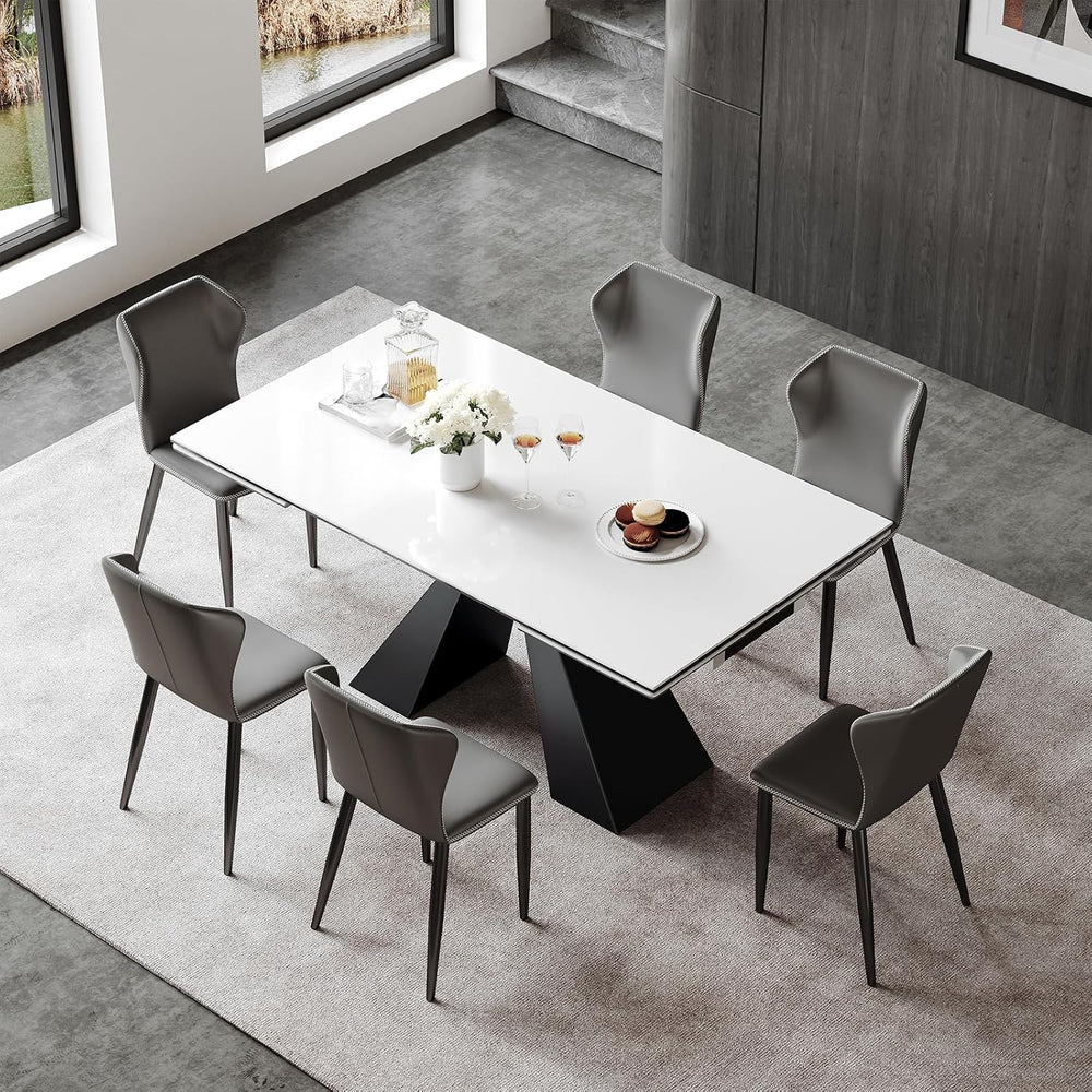 Extendable Dining Table for 8-12 Seat, White Top