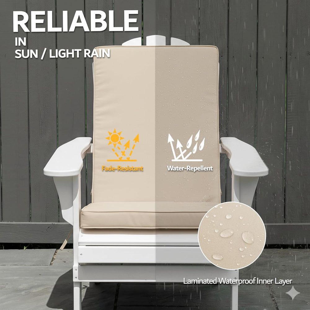 Outdoor Adirondack Chair Cushion - Removable Cover, Water-Repellent, Fade-Res...