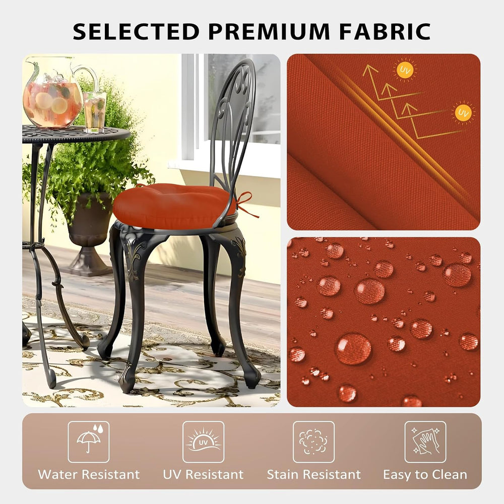 Round Outdoor Chair Cushions Set of 4, Tufted Bistro Chair Cushions with Ties...