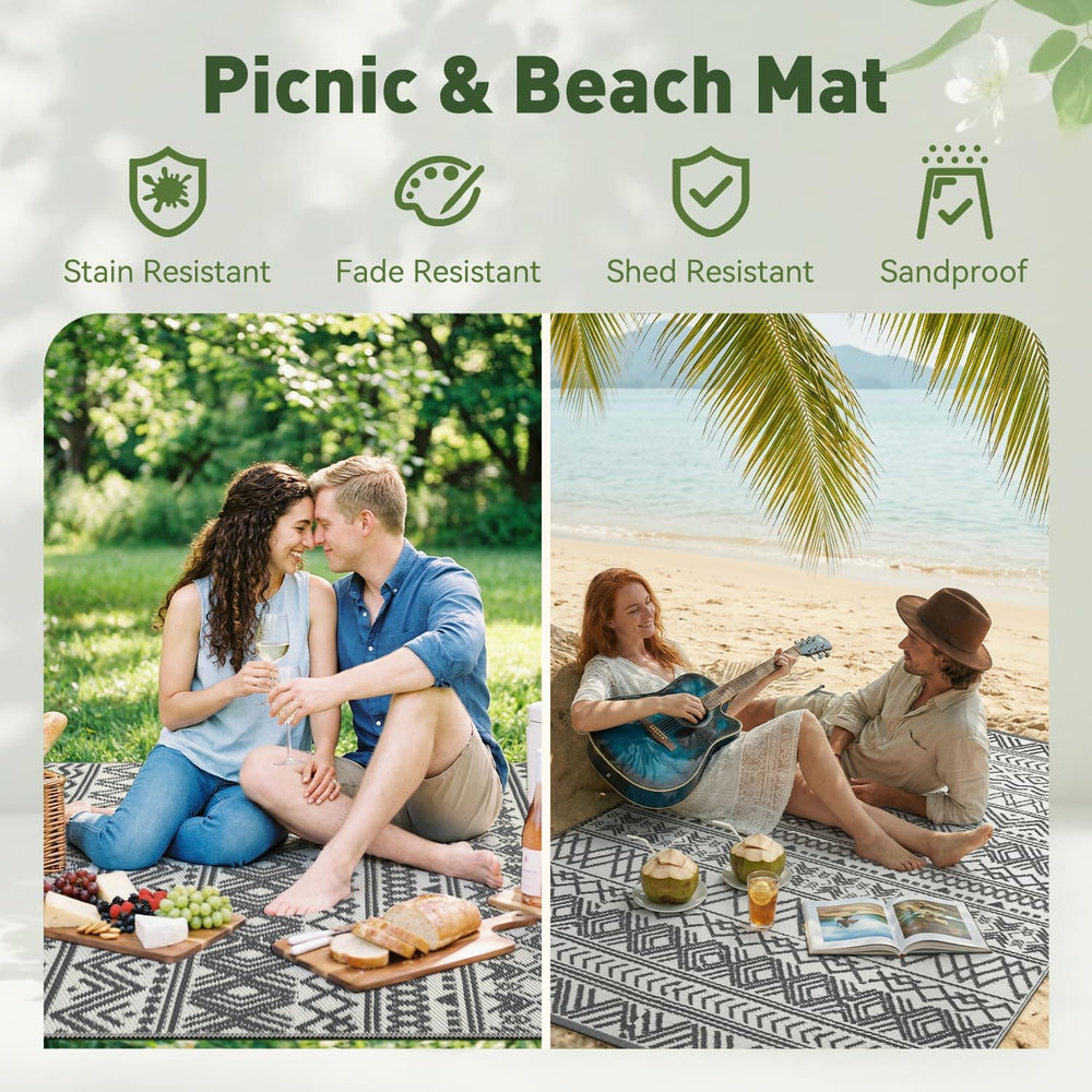 MontVoo-Outdoor Rug Waterproof 6x9 ft Outdoor Carpet Patio Rug Mat Reversible...