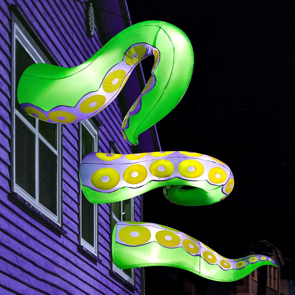 Joiedomi 3 Pcs Halloween Inflatables Green Octopus Tentacle Outdoor Decoratio...