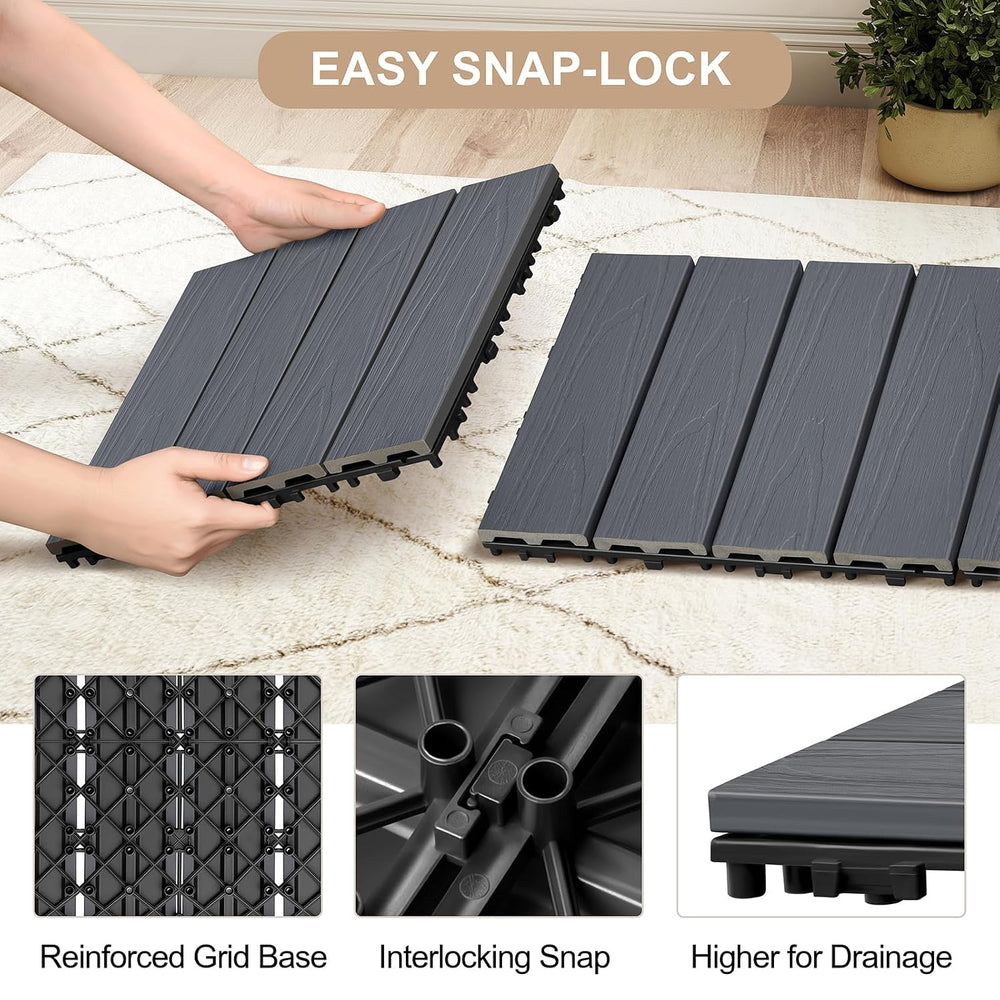 9 Pack Deck Tiles, 12''X 12'' Interlocking Deck Tiles All Wea...
