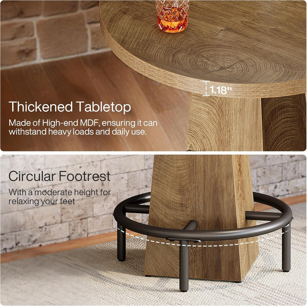 Tribesigns Set of 2 Round Bar Table, 37" High Pub Table with Metal Footrest