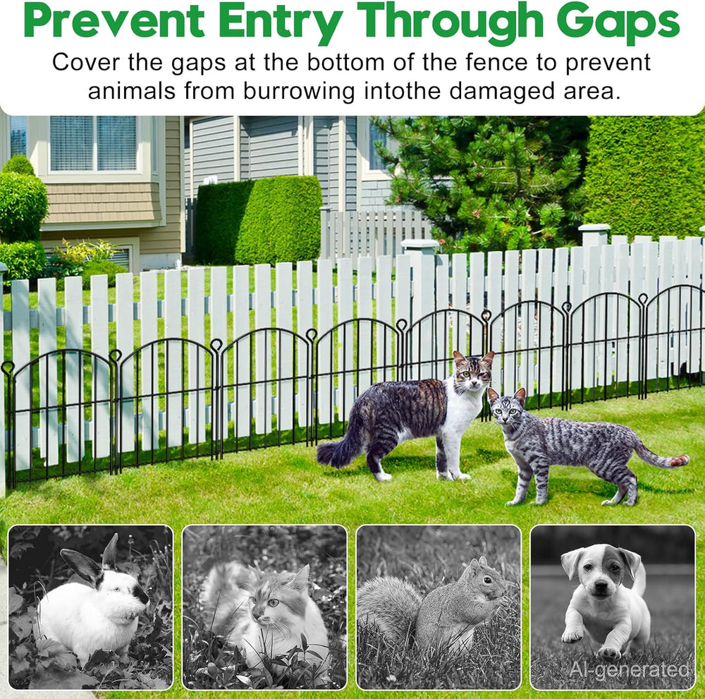 Decorative Garden Fence 17in (H) x15ft (L),Arched Rustproof Metal No Dig