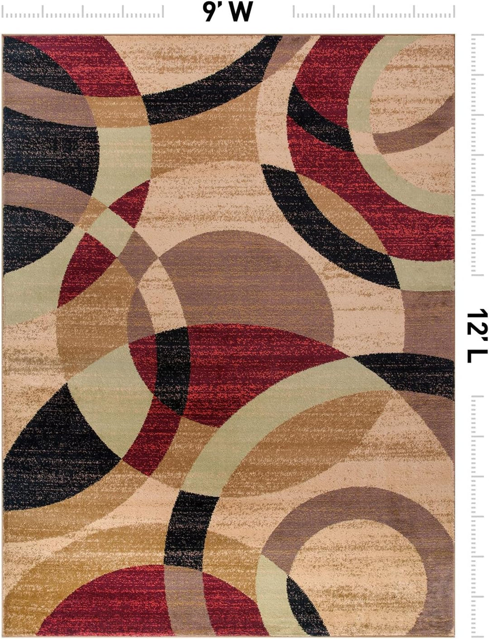 Rugshop Abstract Circles Contemporary High Traffic Area Rug Multi 9' x 12...