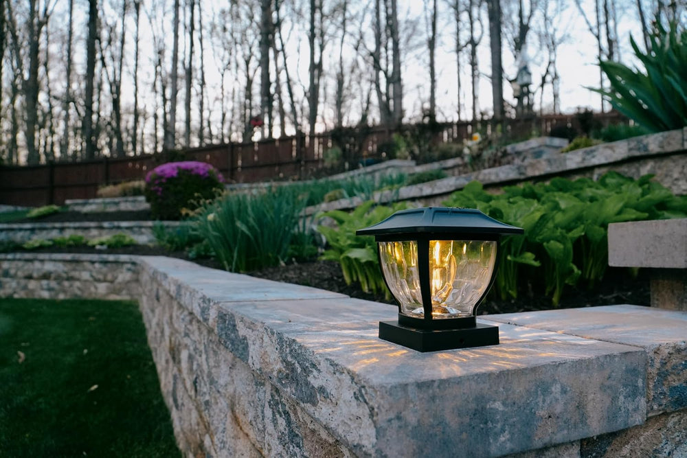MAXSA 41681 Solar-Powered Wave Glass Post Cap and Deck Lights Dark Bronze
