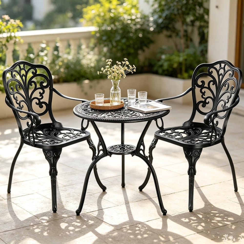 Outdoor Bistro Table and Chairs Set of 2, Outdoor Bistro Set 3 Piece with Umb...