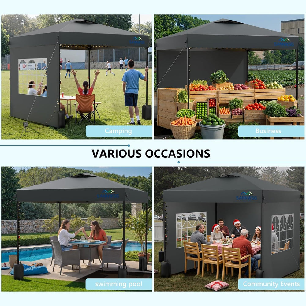 10X10 Pop Up Canopy Tent with 3 Sidewalls,Easy Up Canopy,Commercial Instant S...