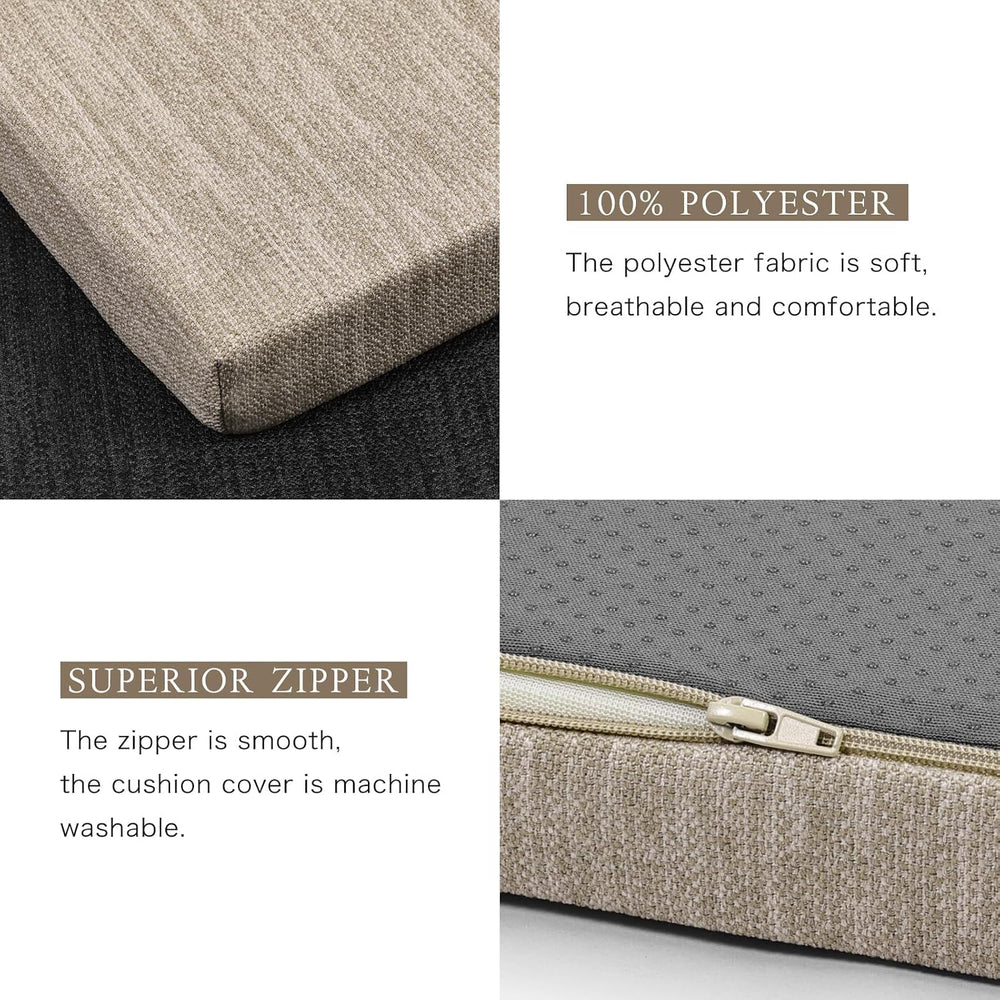 baibu 59In Indoor Non-Slip Bench Cushion with Ties, 59 x 16 x 1.5 in, Beige