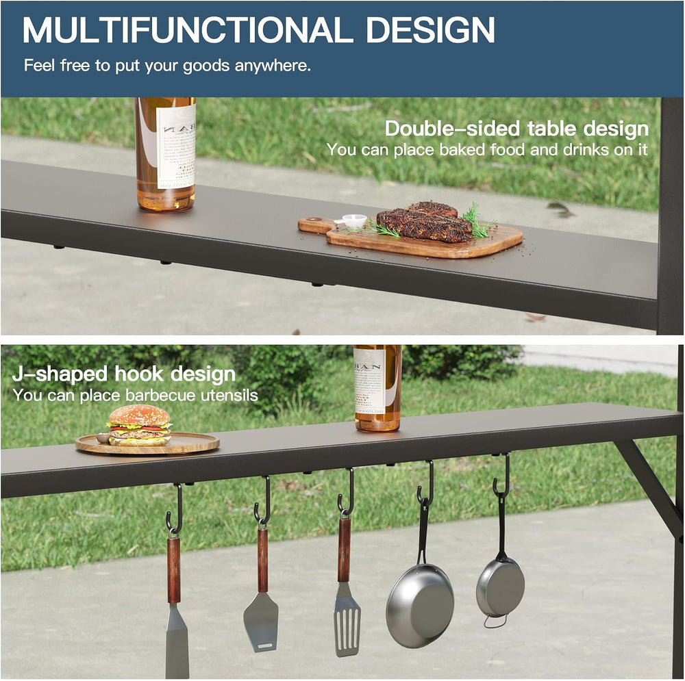 Kullavik 8'x5' Hardtop Grill Gazebo,BBQ Gazebo Canopy for Outdoor Grill