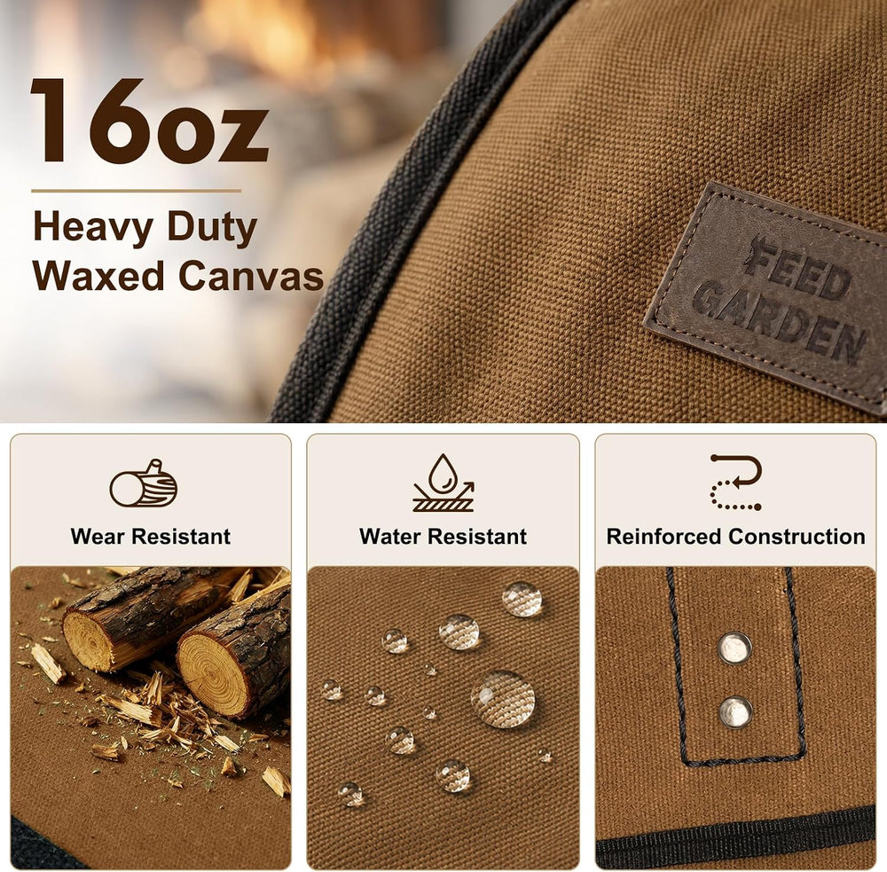 FEED GARDEN Extra Large Firewood Carrier, Waxed Canvas Log Carrier Bag