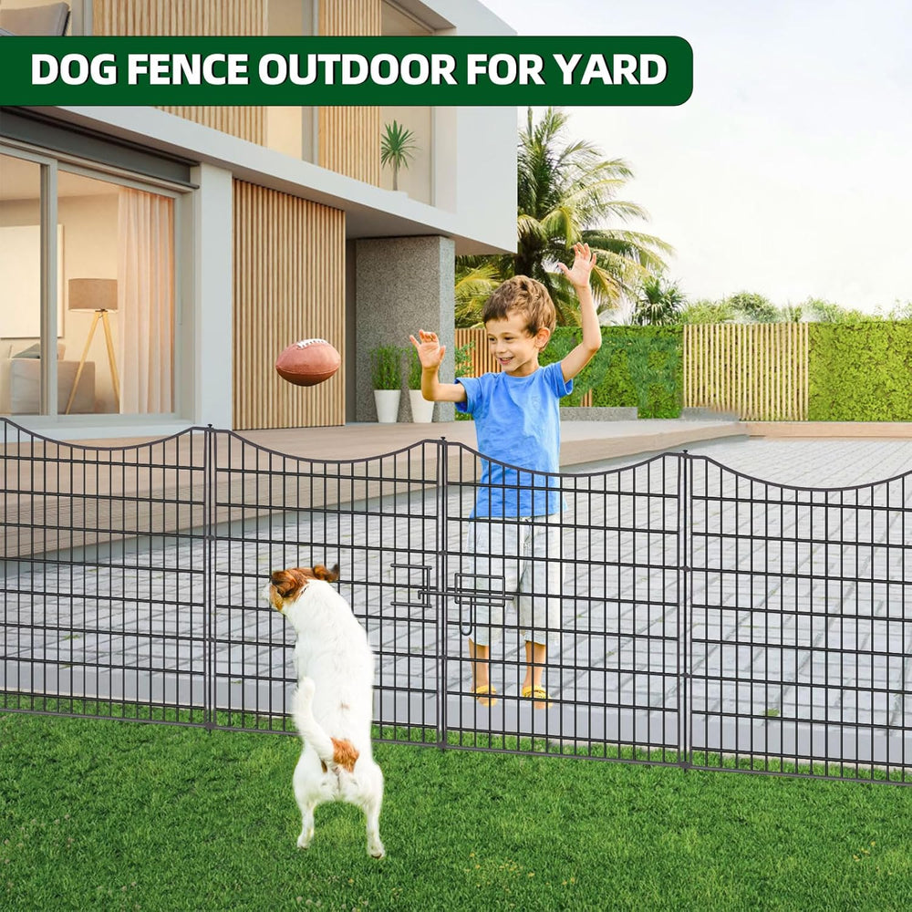 18 Panels No Dig Decorative Fence with Gate, 33 in(H) X 40.5 ft(L) Tall Garde...
