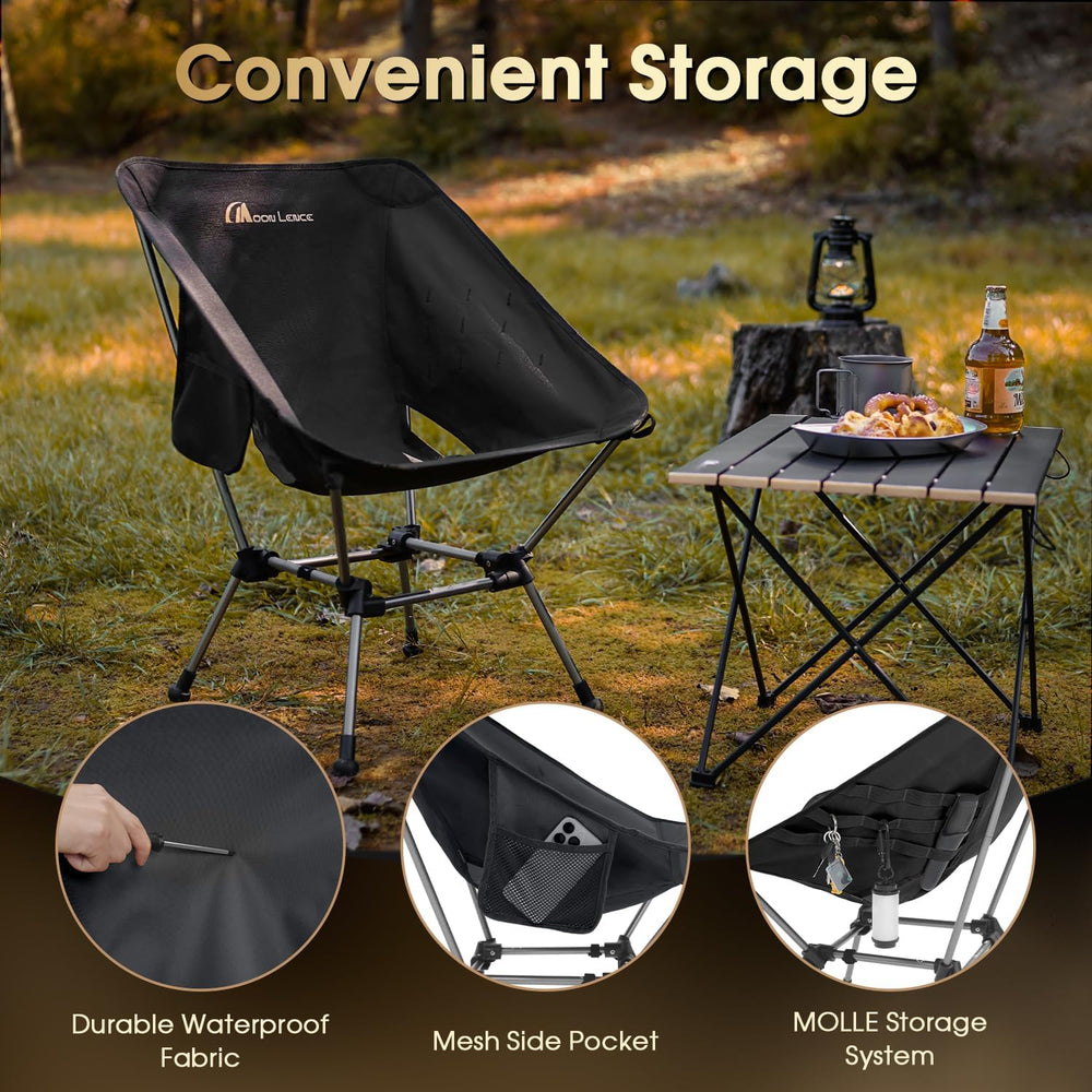 MOON LENCE Portable Camping Chair Plus, Larger & Roomier, Compact and Lig...