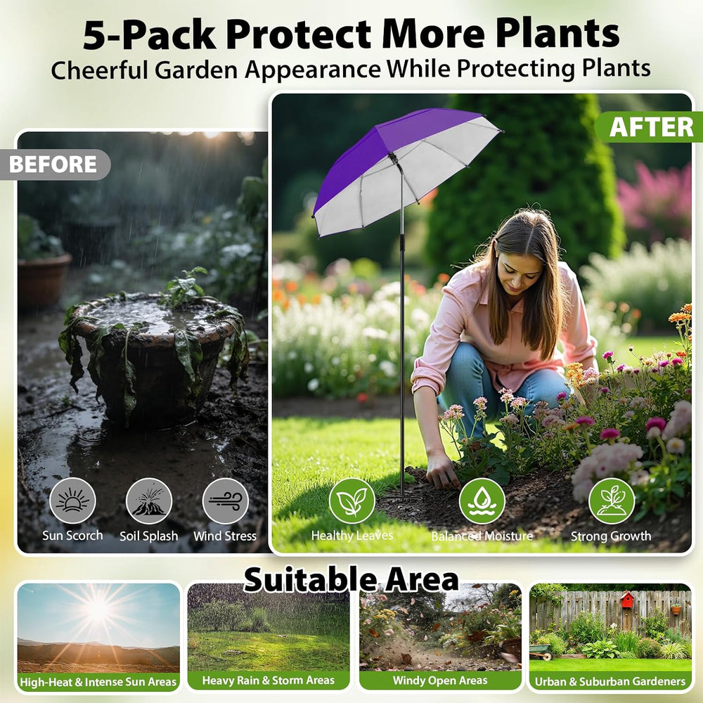 Plant Umbrellas, 5Pack 360°Adjustable Garden Umbrella for Outdoor Plants,24” ...