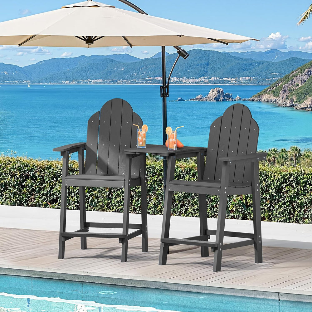 LUE BONA Tall Adirondack Chair Set of 4, HDPS Bar Height Chairs, Dark Gray