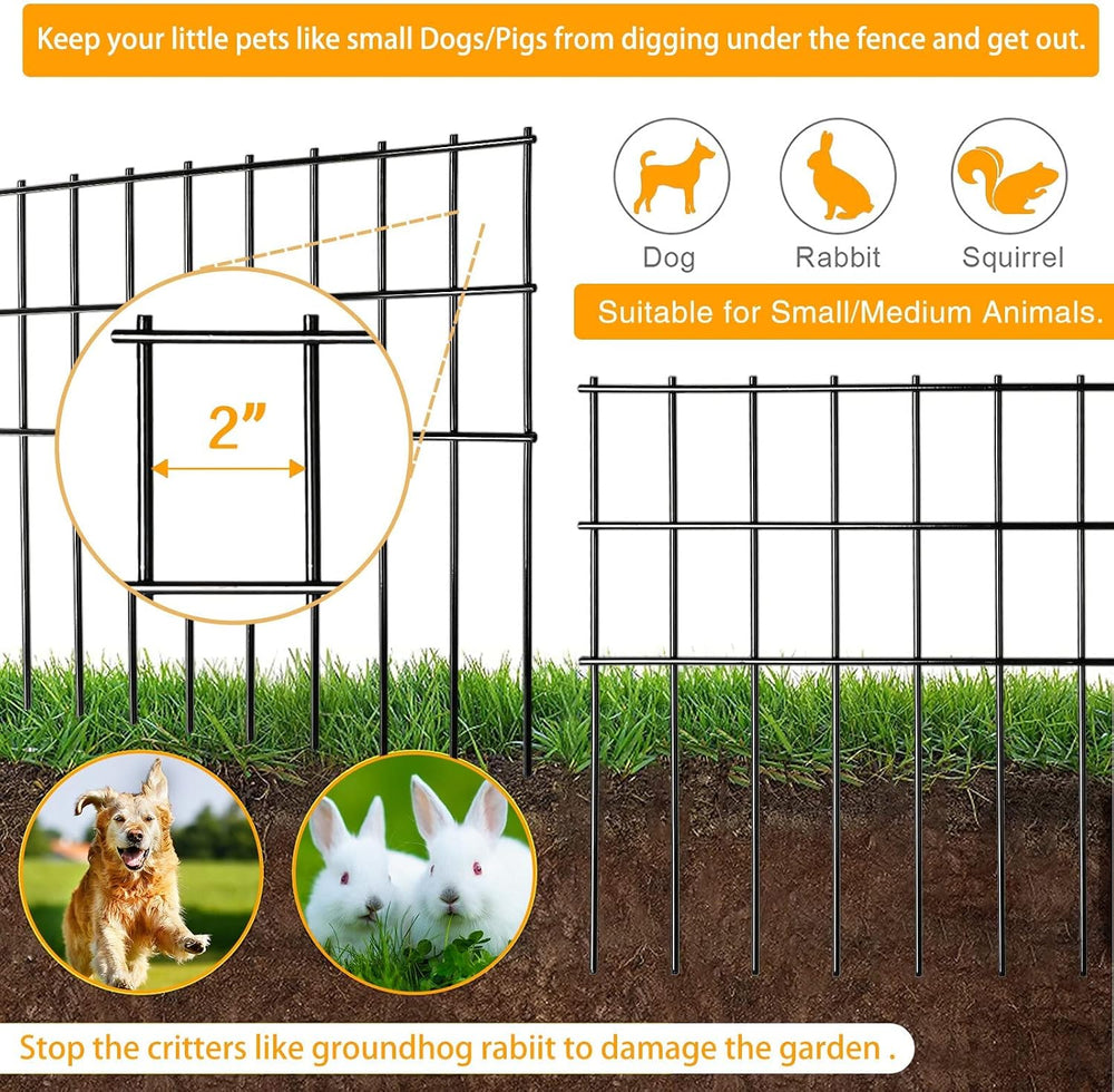 Getlay Animal Barrier Fence 25ft(L) x15in(H),10Pack Black No Dig Fence,Anti-R...