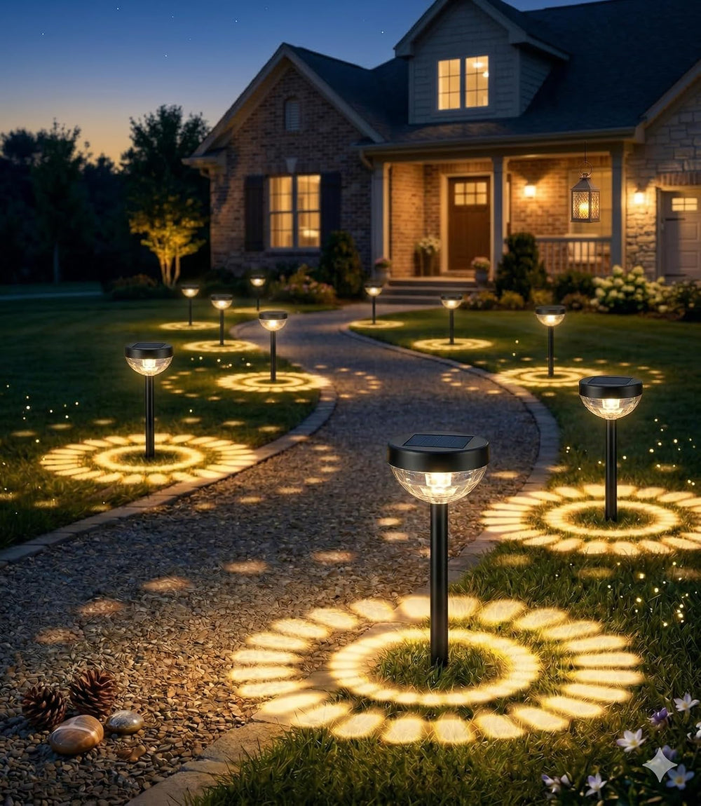 Ensenior Solar Lights Outdoor 8 Pack, Solar Pathway Lights Warm White