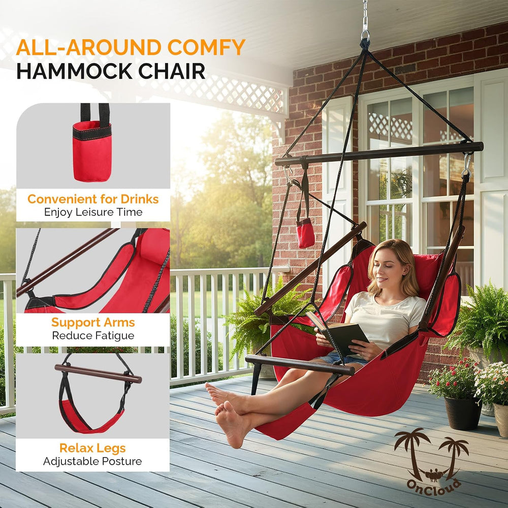 ONCLOUD Upgraded Unique Hammock Hanging Sky Chair, Air Deluxe Swing Seat with...