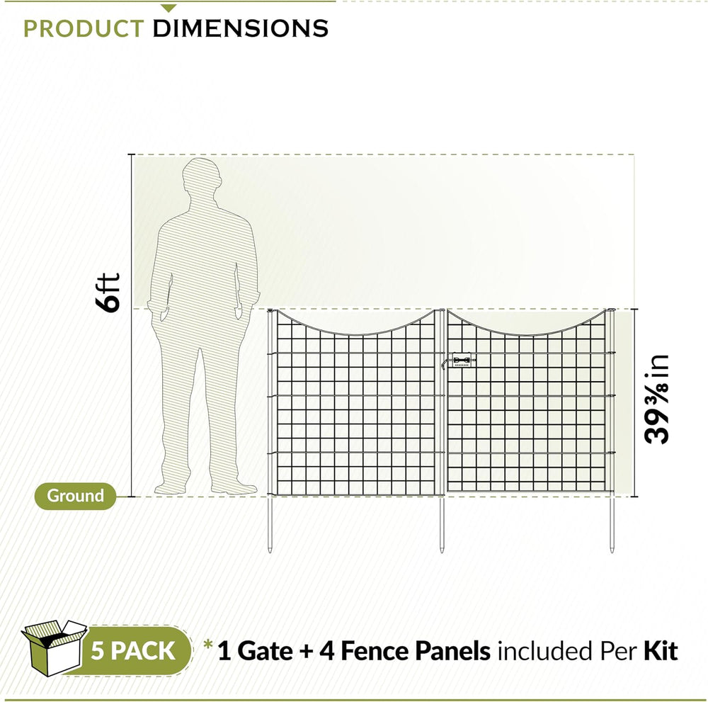 Zippity 39in H Black Metal Fence w/ Gate, DIY Fence Kit