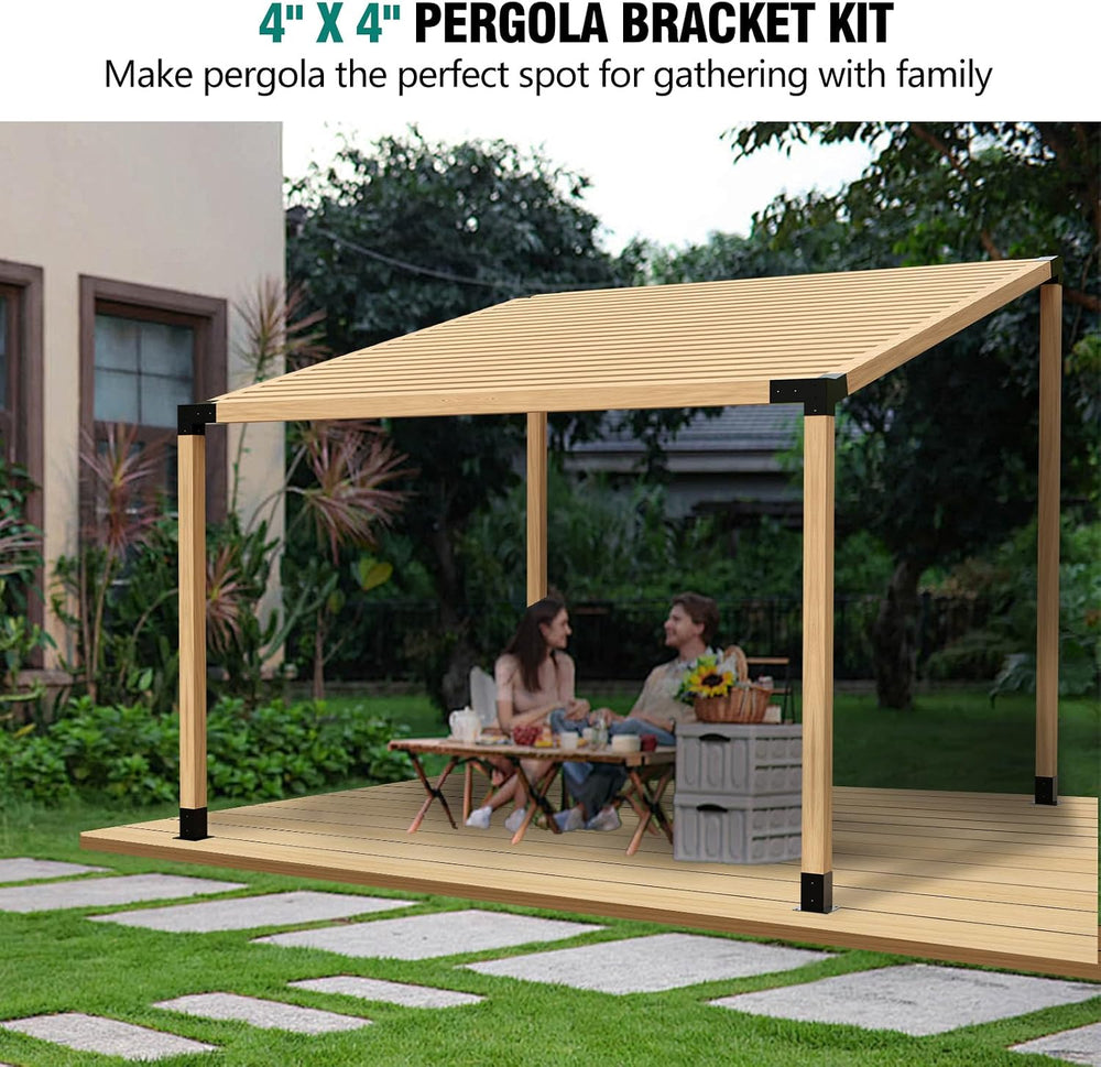 HAYOHRT 15° Pergola Brackets 75° Corner Bracket with Post Base Gazebo Kit for...
