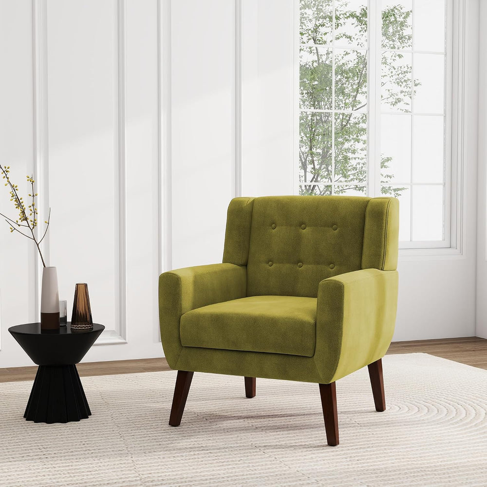 Velvet Accent Chairs Set of 2, Modern Upholstered Armchair, Green