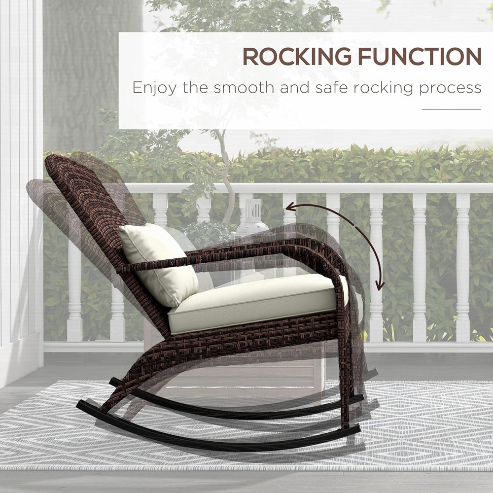 Outsunny Outdoor Wicker Adirondack Rocking Chair High Back Cream White