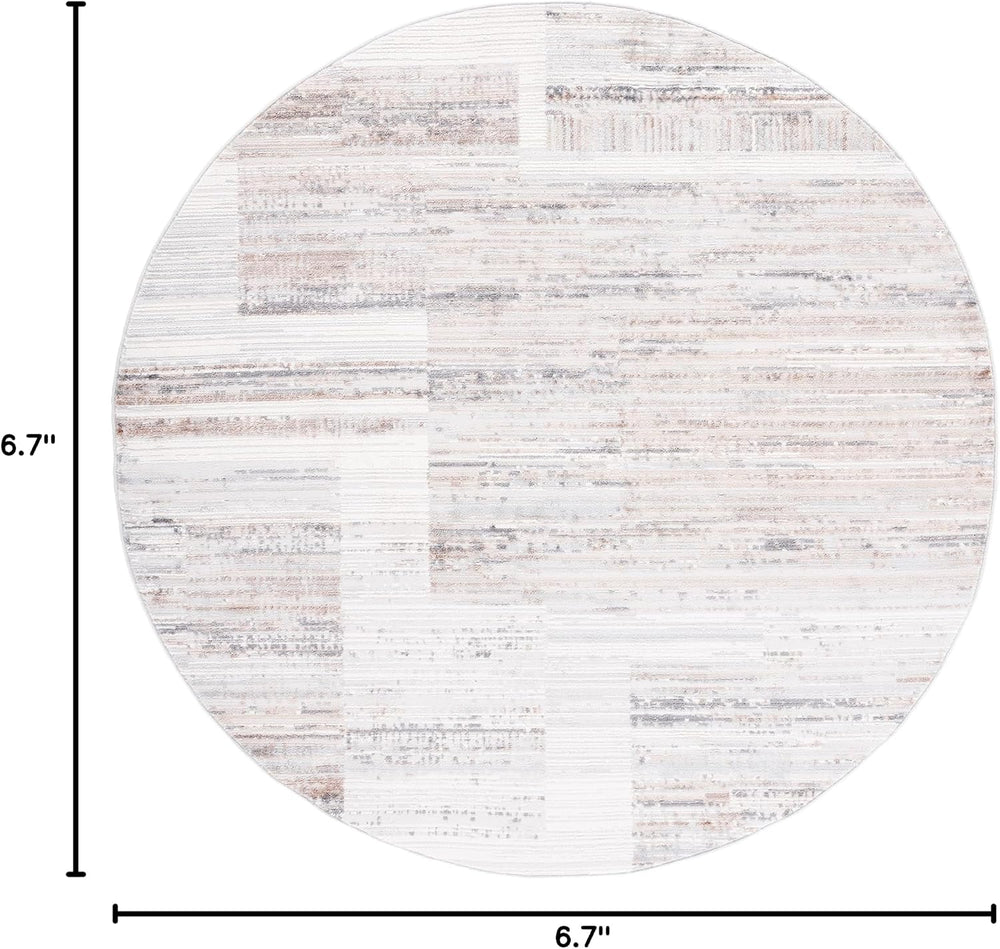 SAFAVIEH Shivan Collection Area Rug - 6'7" Round, Ivory & Grey, ...