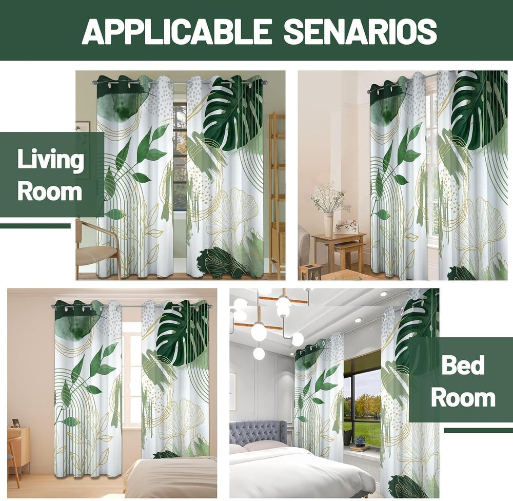 Sage Green Blackout Curtains, Boho Drapes 84 inches Length, 2 Panels