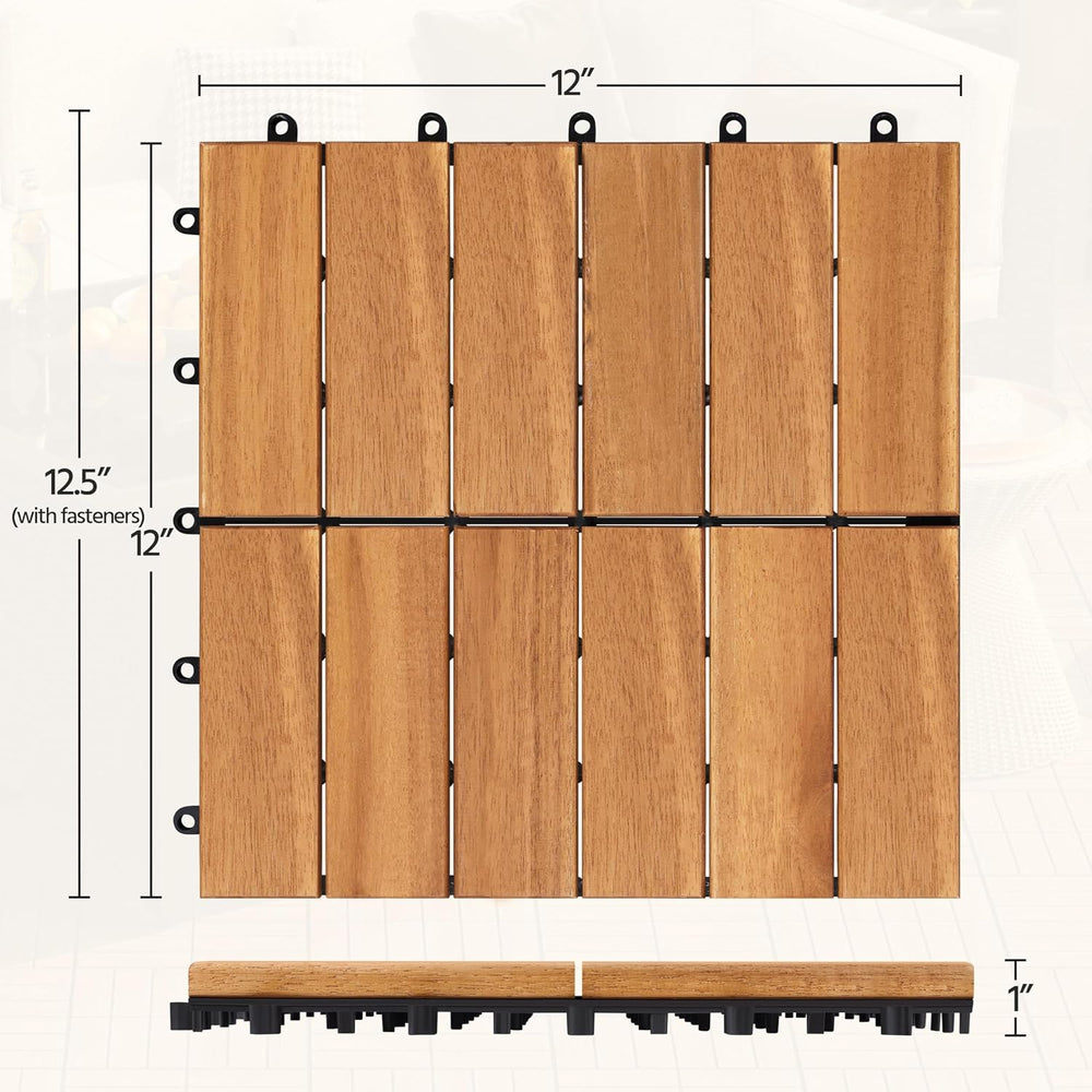 Yaheetech 54PCS Acacia Interlocking Deck Tiles Outdoor Patio Flooring,Wood