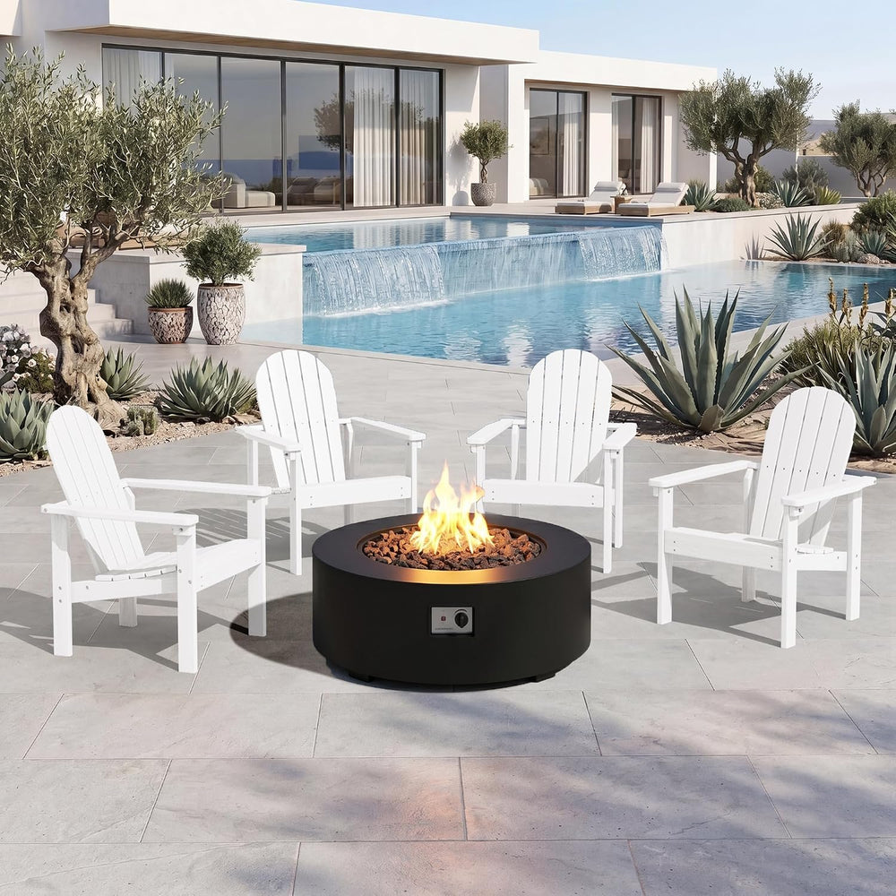 SERWALL HDPE Stackable Adirondack Chairs Set of 2,Space-Saving, White