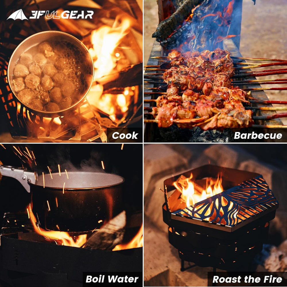Fire Pit, Halo Fire Place Outdoor Portable Wood Fire Pits Includes A Grill, A...